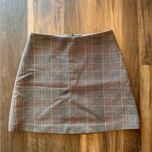 Wilfred Checkered Mini Skirt in Brown and Gray